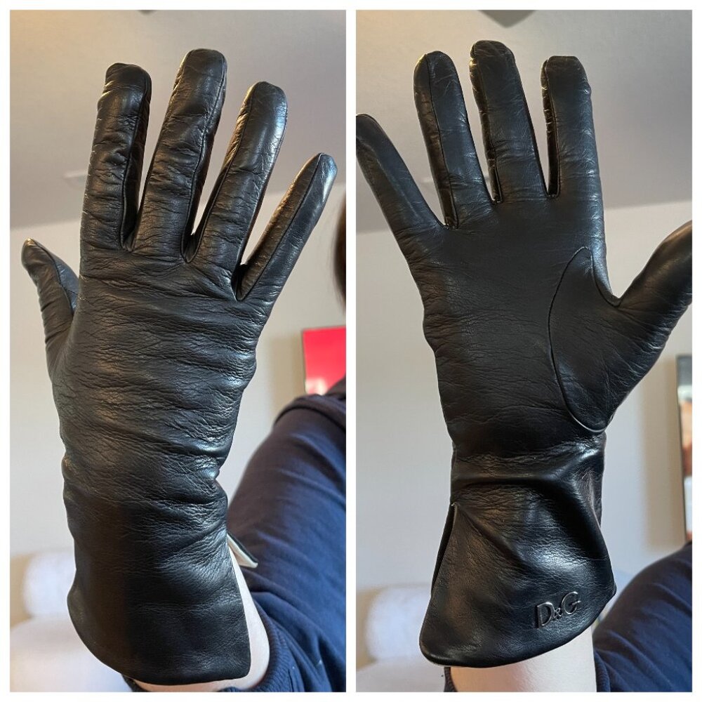 Worn once D&G gloves black leather size 7 - Picture 13 of 15